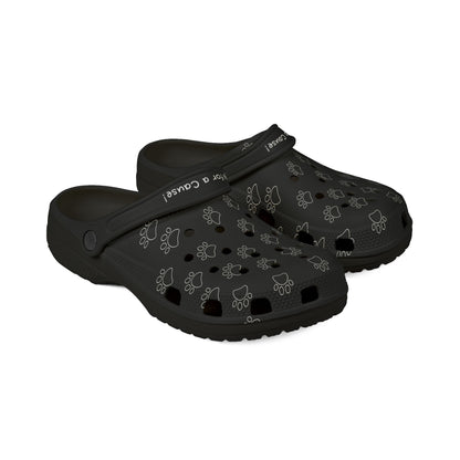 Black Paw Print Rubber Clogs For Men- Dawgs  for a Cause
