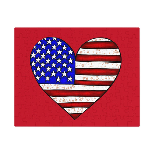 American Flag. Heart. Jigsaw Puzzle (110, 252-Piece)