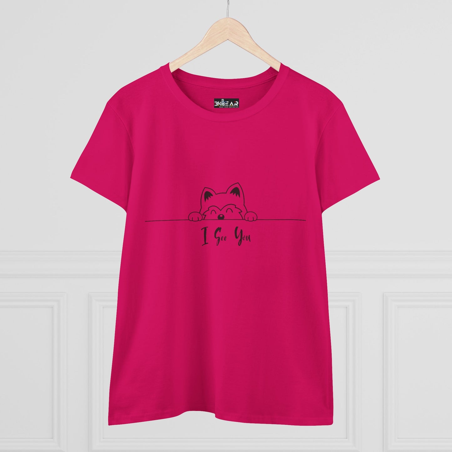 I Can See You – Cute Cat Graphic Tee for Women | Midweight Cotton Shirt