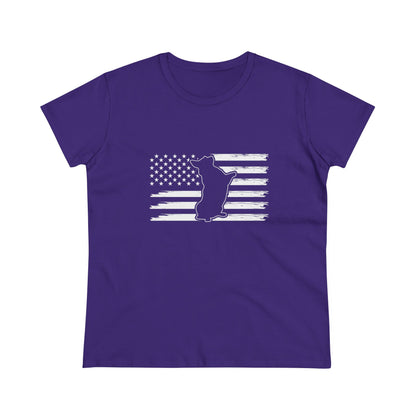 Charlie The American Flag Dog. Women's Midweight Cotton Tee