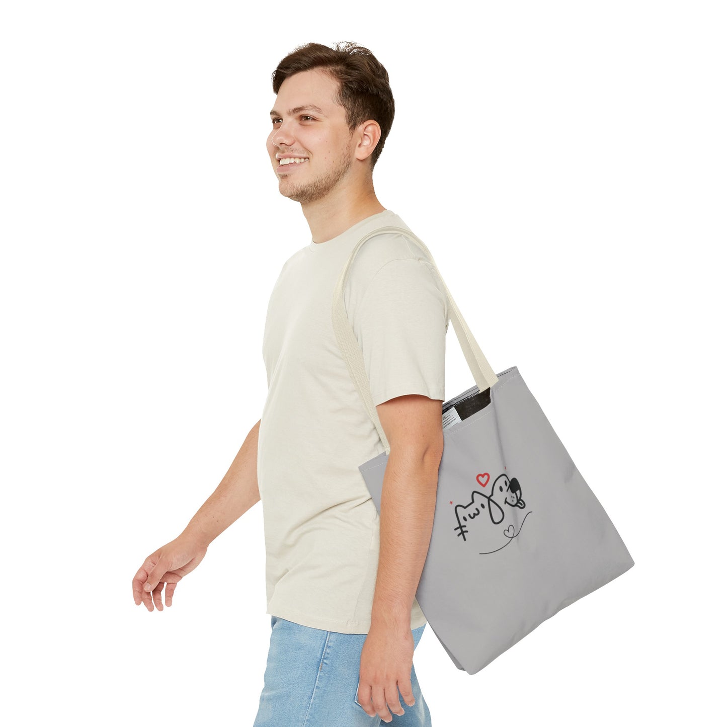 Puppy Love. Grey Tote Bag (AOP)