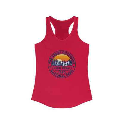 Never Stop Exploring. High Peak National Park. Women's Ideal Racerback Tank