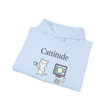 Cattitude, Is it plugged In, Unisex Hooded Sweatshirt.