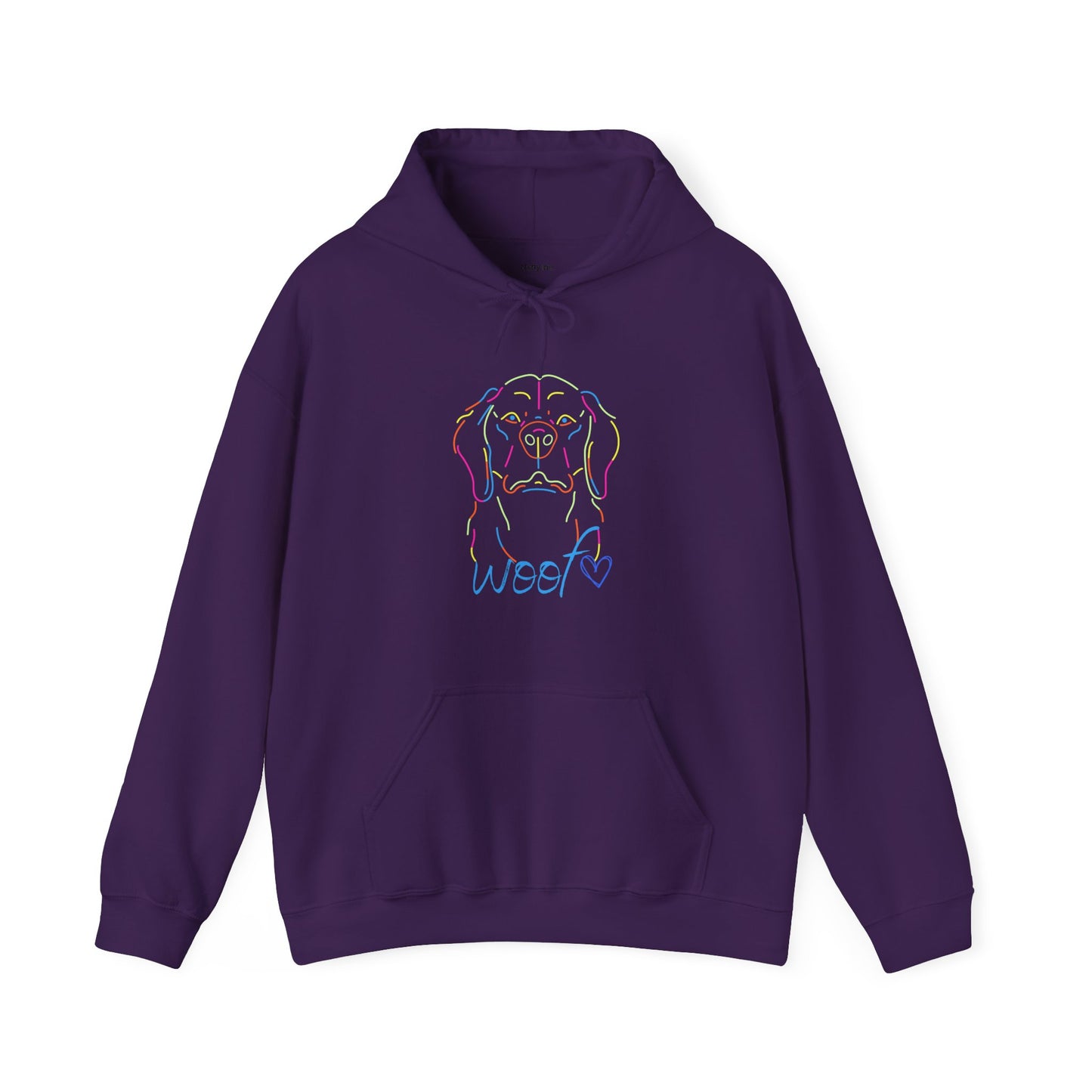 Colorful Retriever. Woof. Unisex Hooded Sweatshirt.