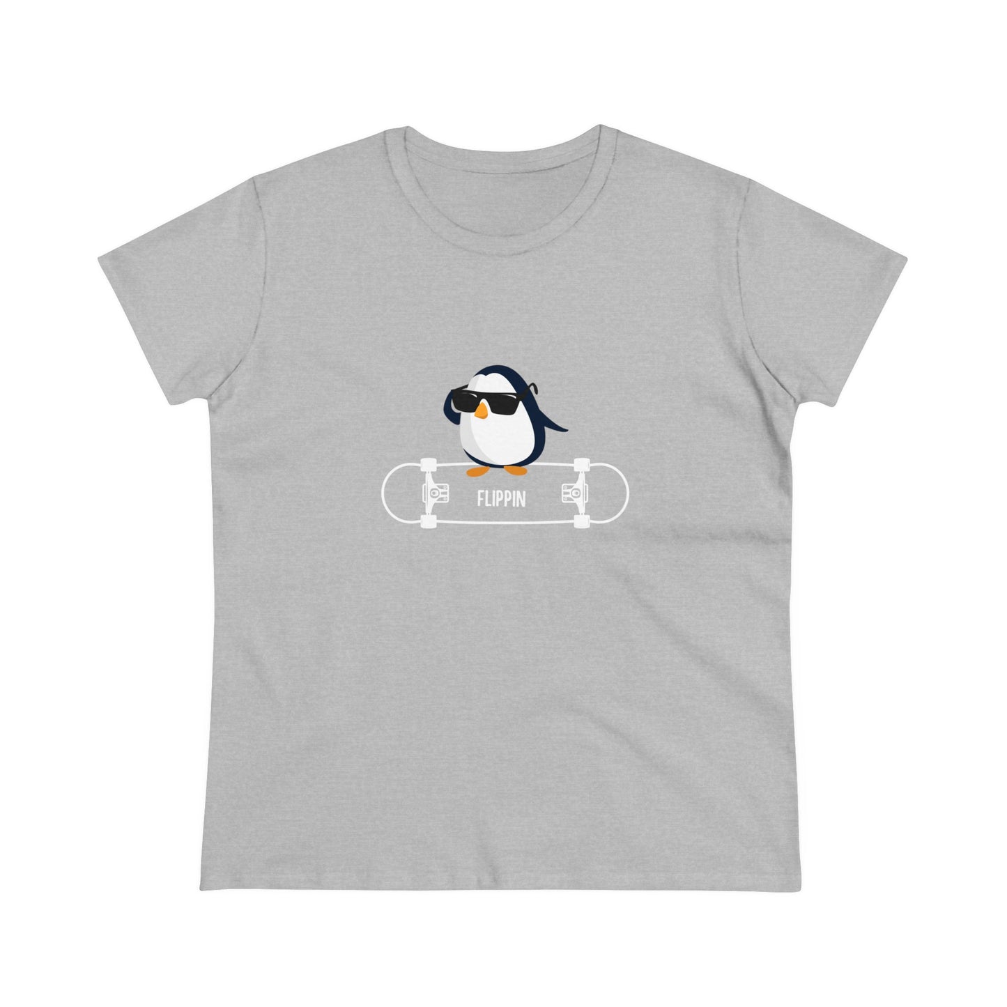 Adélie The Flippin Penguin. Women's Midweight Cotton Tee