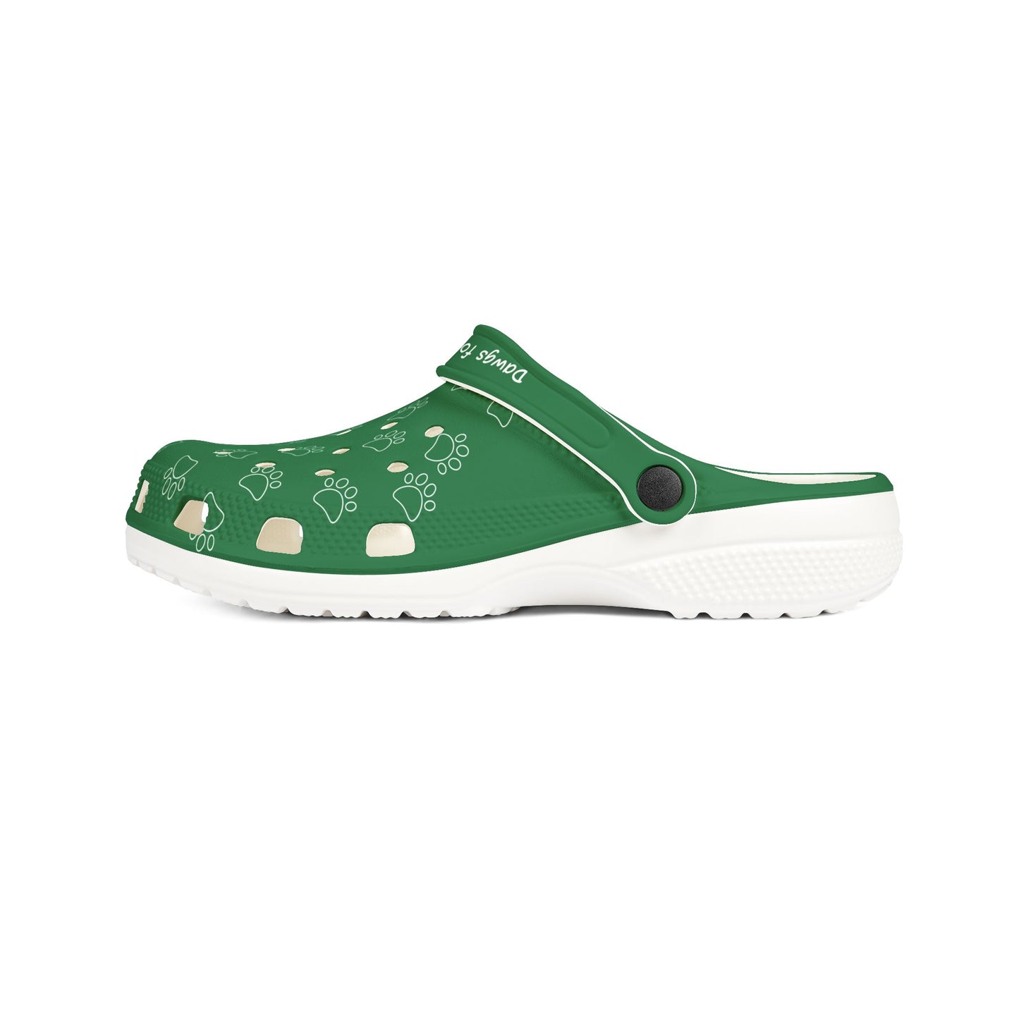 Green Dog Paw Print Rubber Clogs For Men