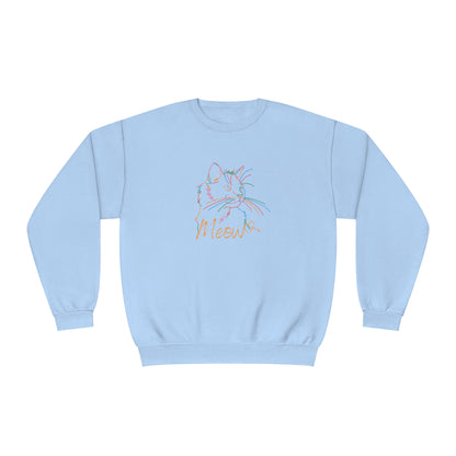 Meow. Cat with purrty color outlines. Unisex NuBlend® Crewneck Sweatshirt