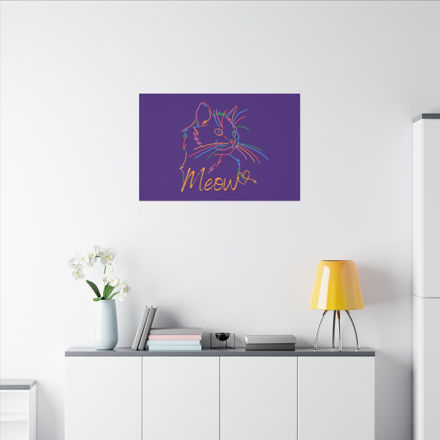 Copy of Meow. Cat with Purrty Color Outlines. Canvas Gallery Wraps