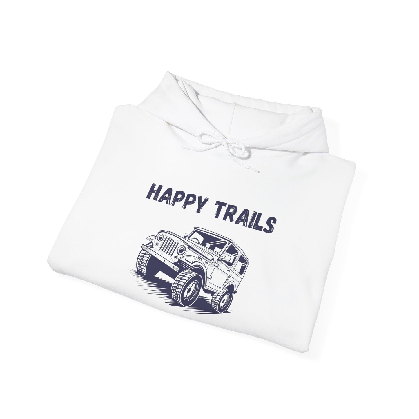 Happy Trails Unisex Hooded Sweatshirt, Cozy Outdoor Hoodie, Perfect Gift for Adventurers, Casual Wear, Great for Road Trips