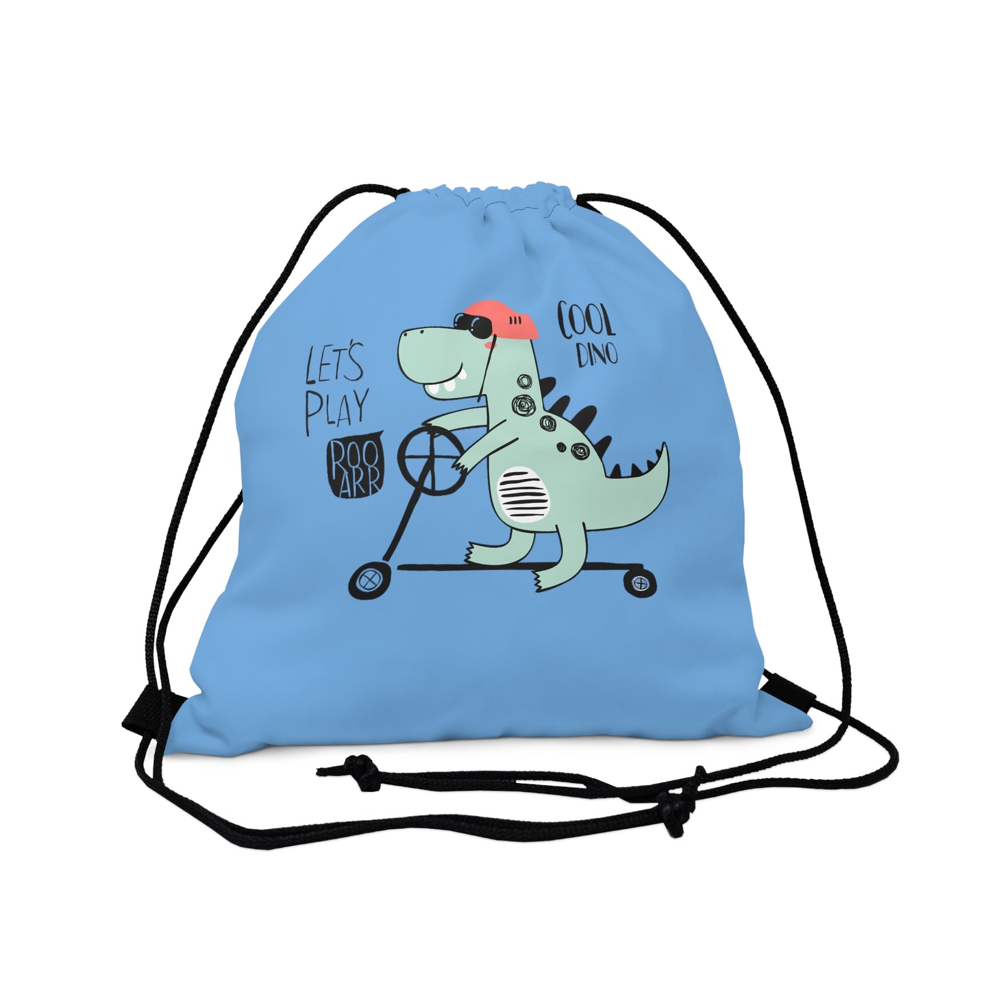 Cool Skateboarding Kid Dino. Outdoor Drawstring Bag