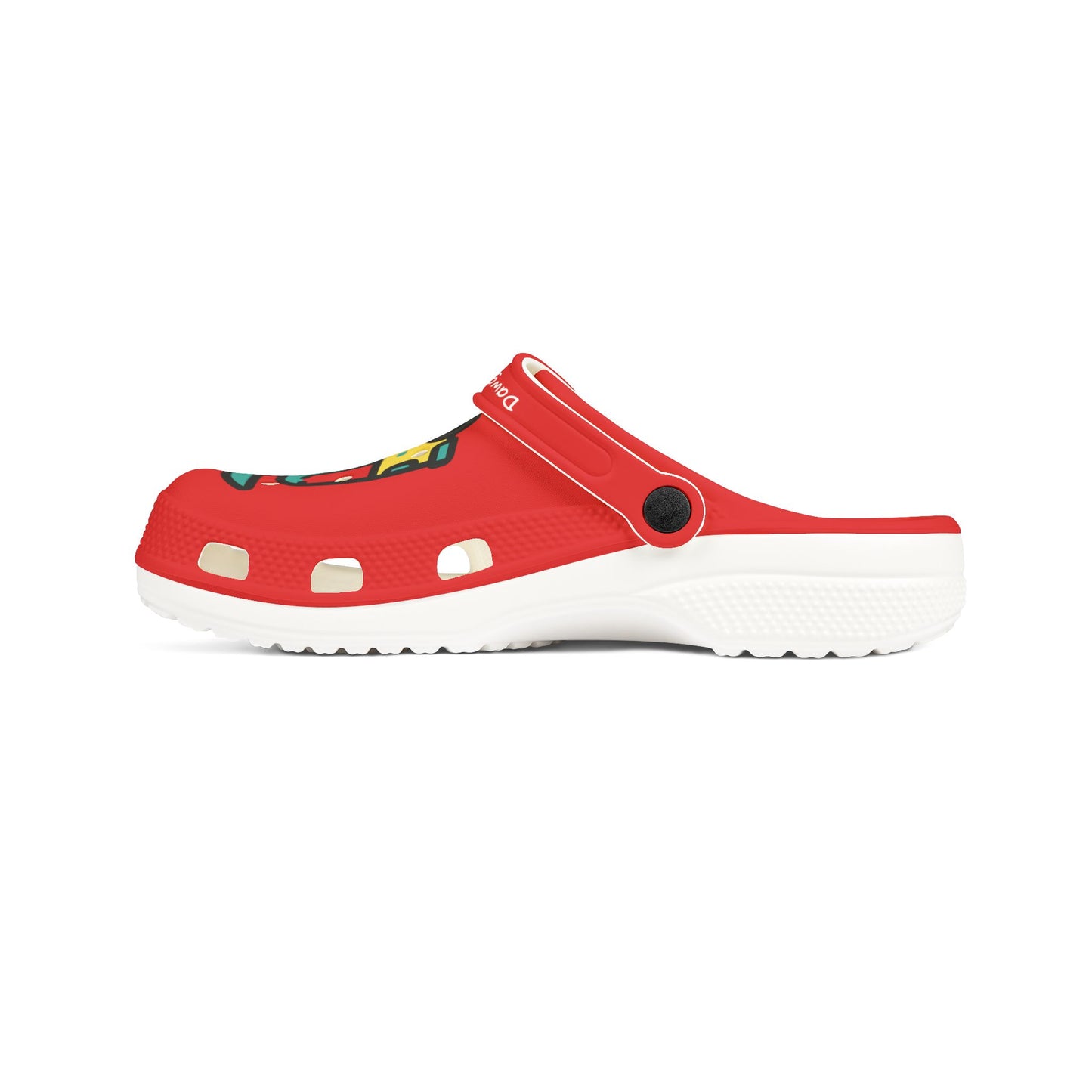 Red Summer Vibing Van Rubber Clogs For Men