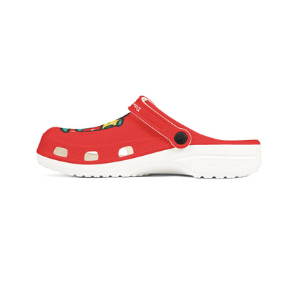 Red Summer Vibing Van Rubber Clogs For Men