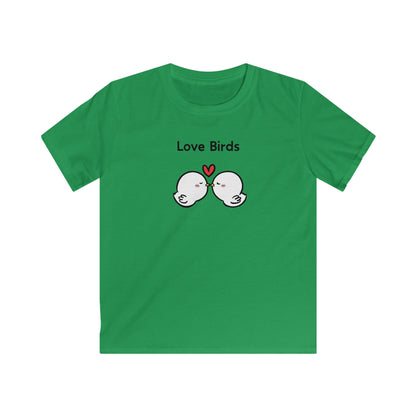 White Canary Love Birds. Kids Softstyle Tee