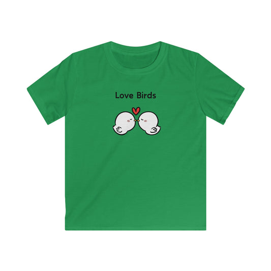 White Canary Love Birds. Kids Softstyle Tee