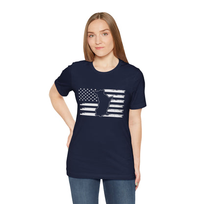 Charlie The American Flag Dog.  Unisex Jersey Short Sleeve Tee