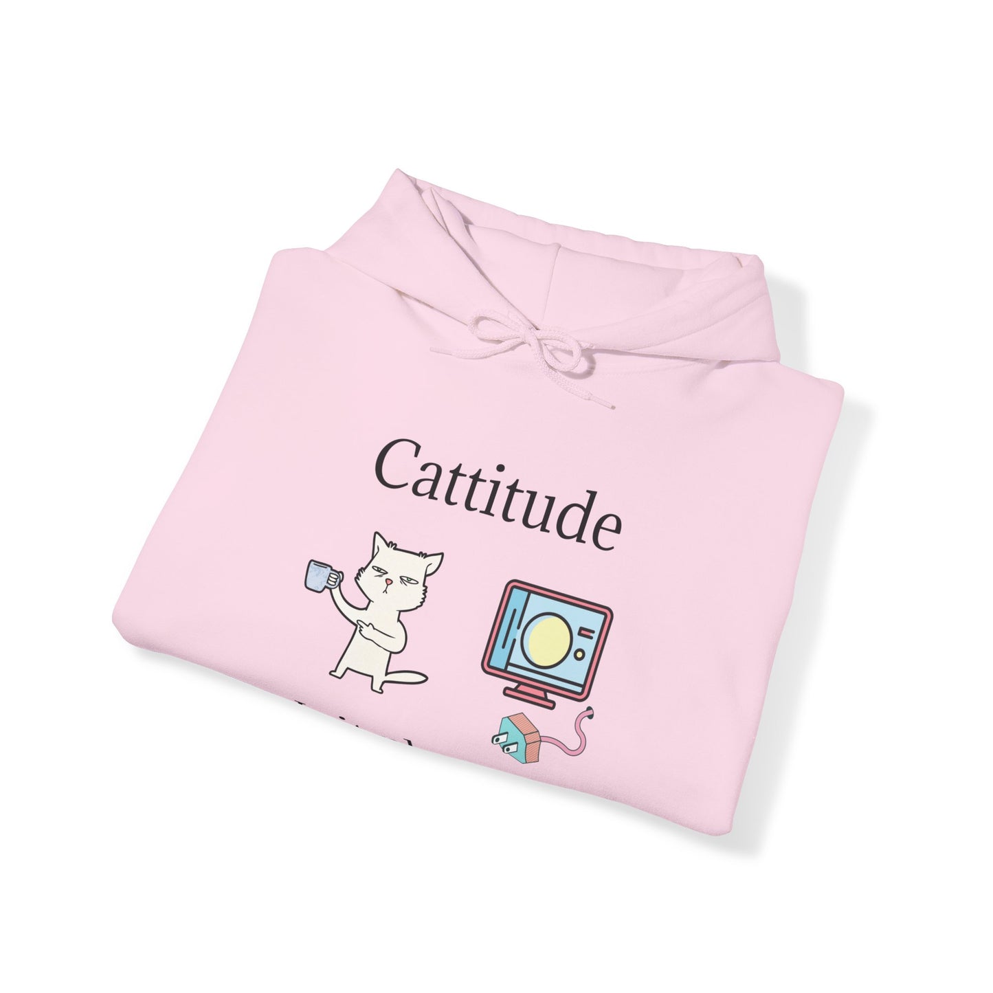 Cattitude, Is it plugged In, Unisex Hooded Sweatshirt.