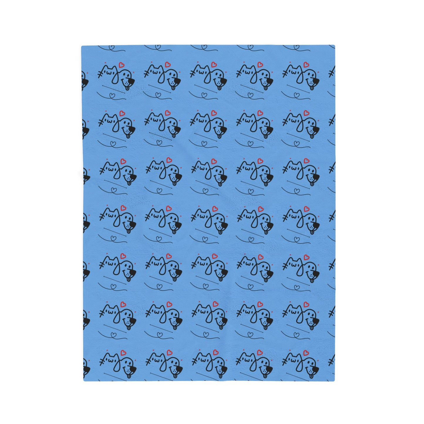 Puppy Love Light Blue Plush Blanket