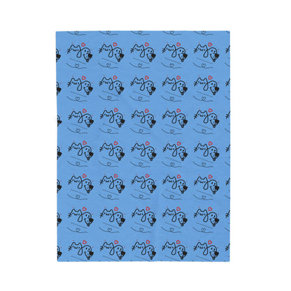 Puppy Love Light Blue Plush Blanket