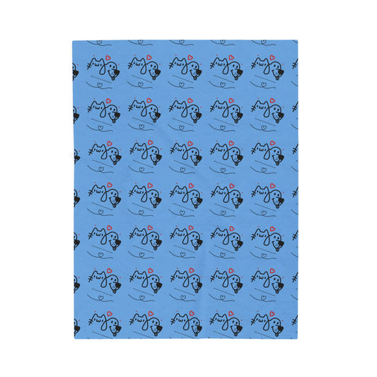 Puppy Love Light Blue Plush Blanket