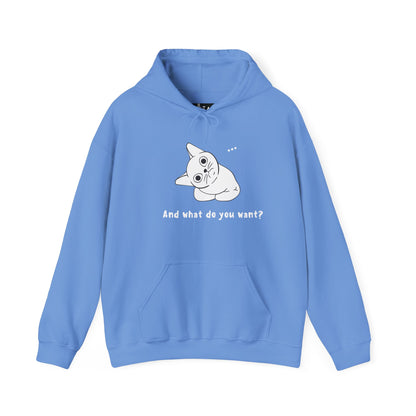 Vexing Cat Wondering What You Want.  Unisex Hooded Sweatshirt.