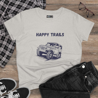 Exploring Happy Trails In a Jeep. Women's Midweight Cotton Tee
