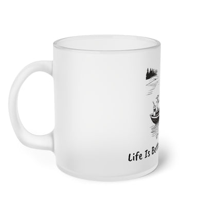 Life Is Better on The River Lizzard. Frosted Glass Mug