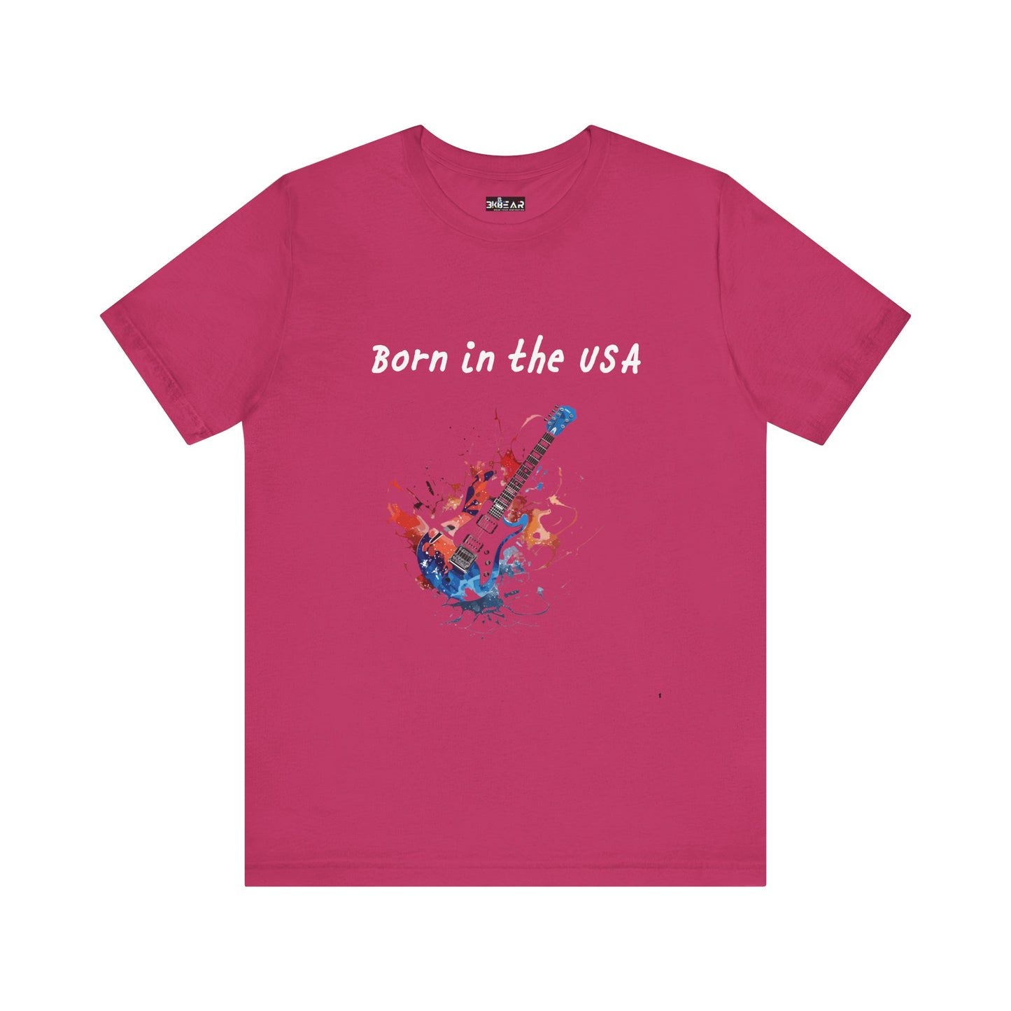Born In The USA Guitar. Unisex Jersey Short Sleeve Tee
