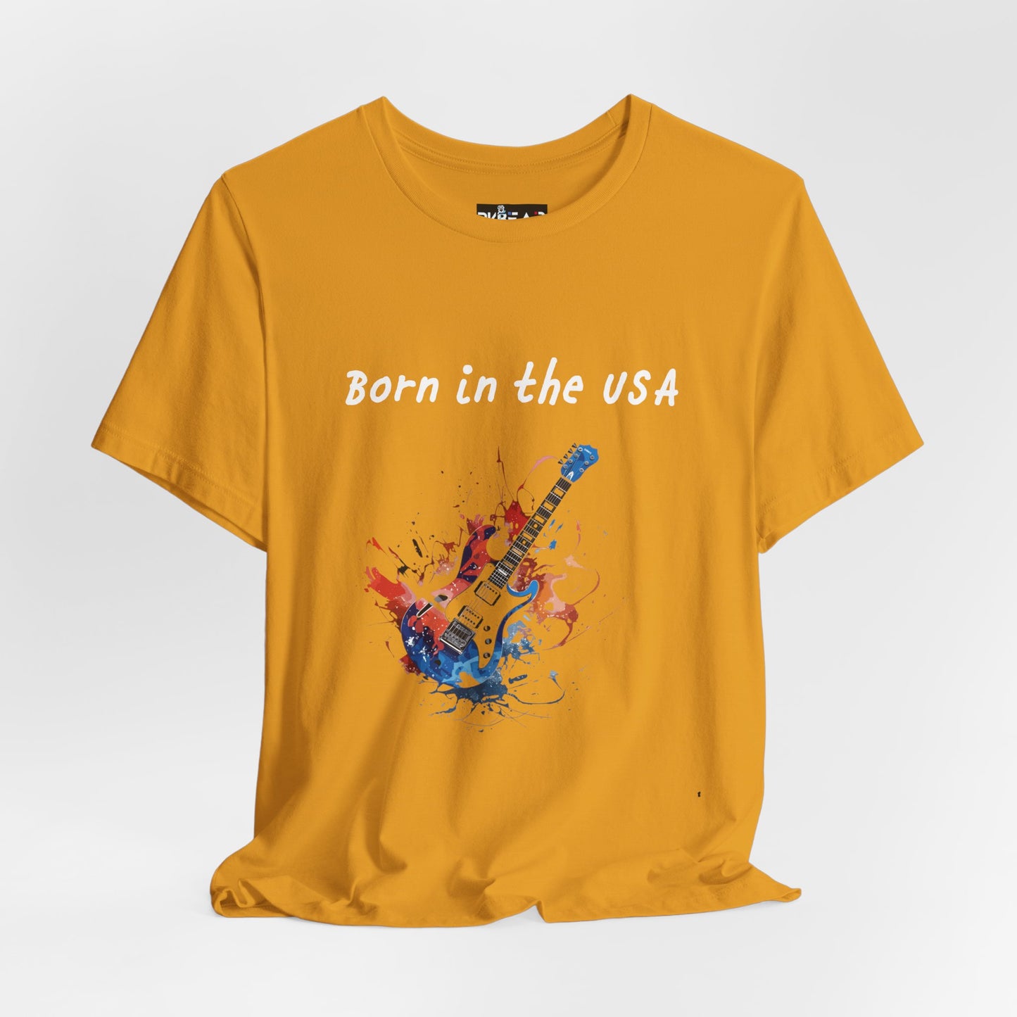 Born In The USA Guitar. Unisex Jersey Short Sleeve Tee