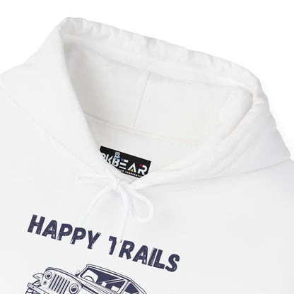 Happy Trails Unisex Hooded Sweatshirt, Cozy Outdoor Hoodie, Perfect Gift for Adventurers, Casual Wear, Great for Road Trips