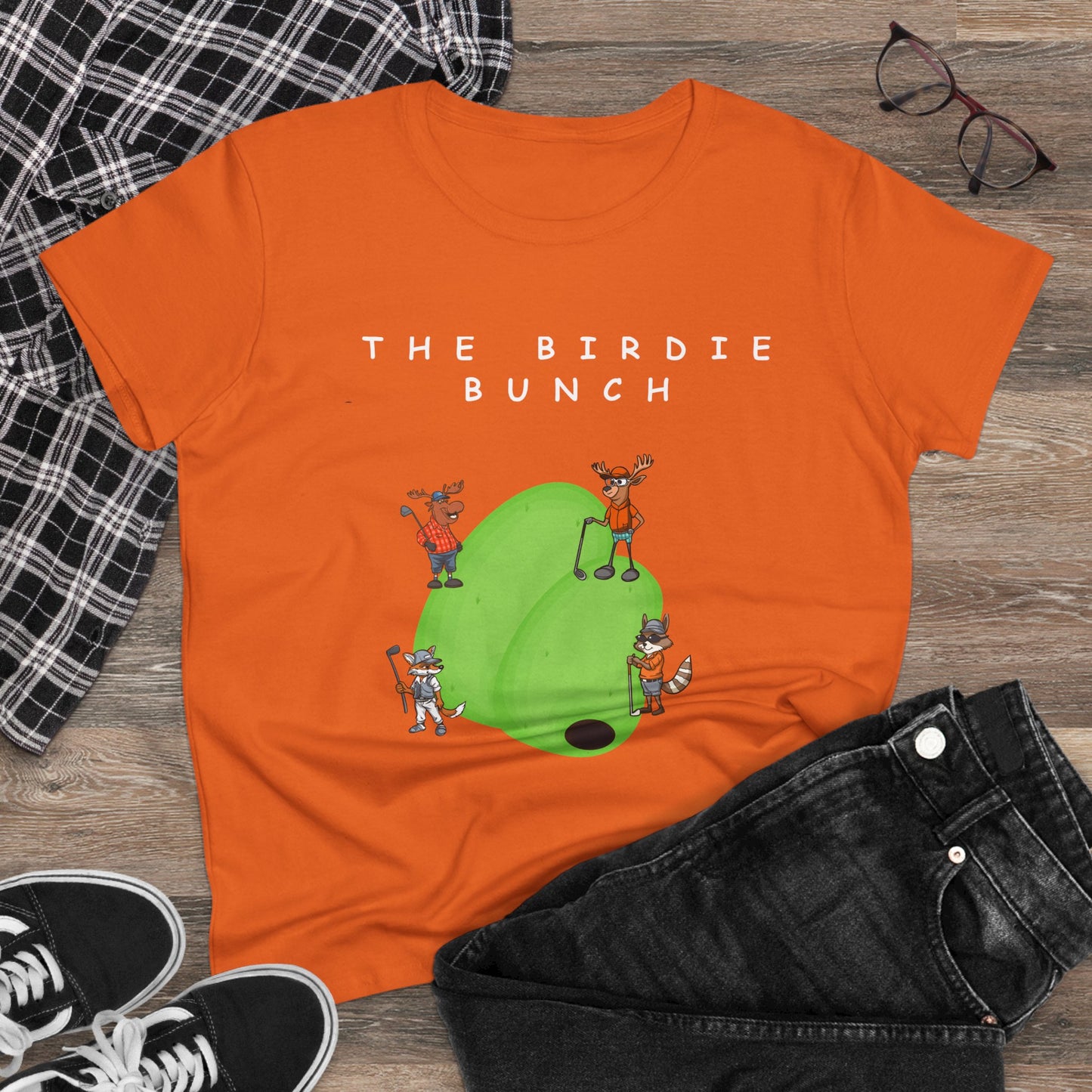 The Birdie Bunch.  Midweight Women's Cotton Tee.
