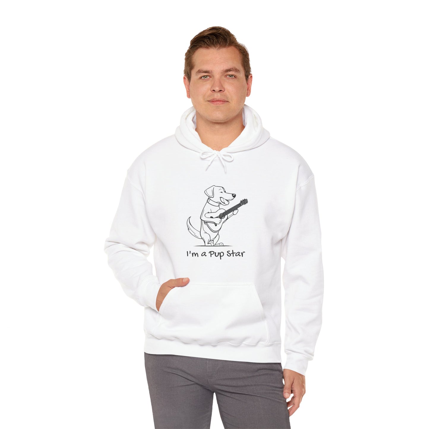 Dog With a Guitar. I'm a Pup Star. Unisex Hooded Sweatshirt.