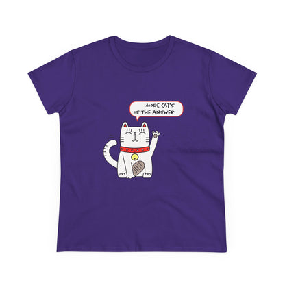 Oliver Says More Cats Is The Answer. Women's Midweight Cotton Tee