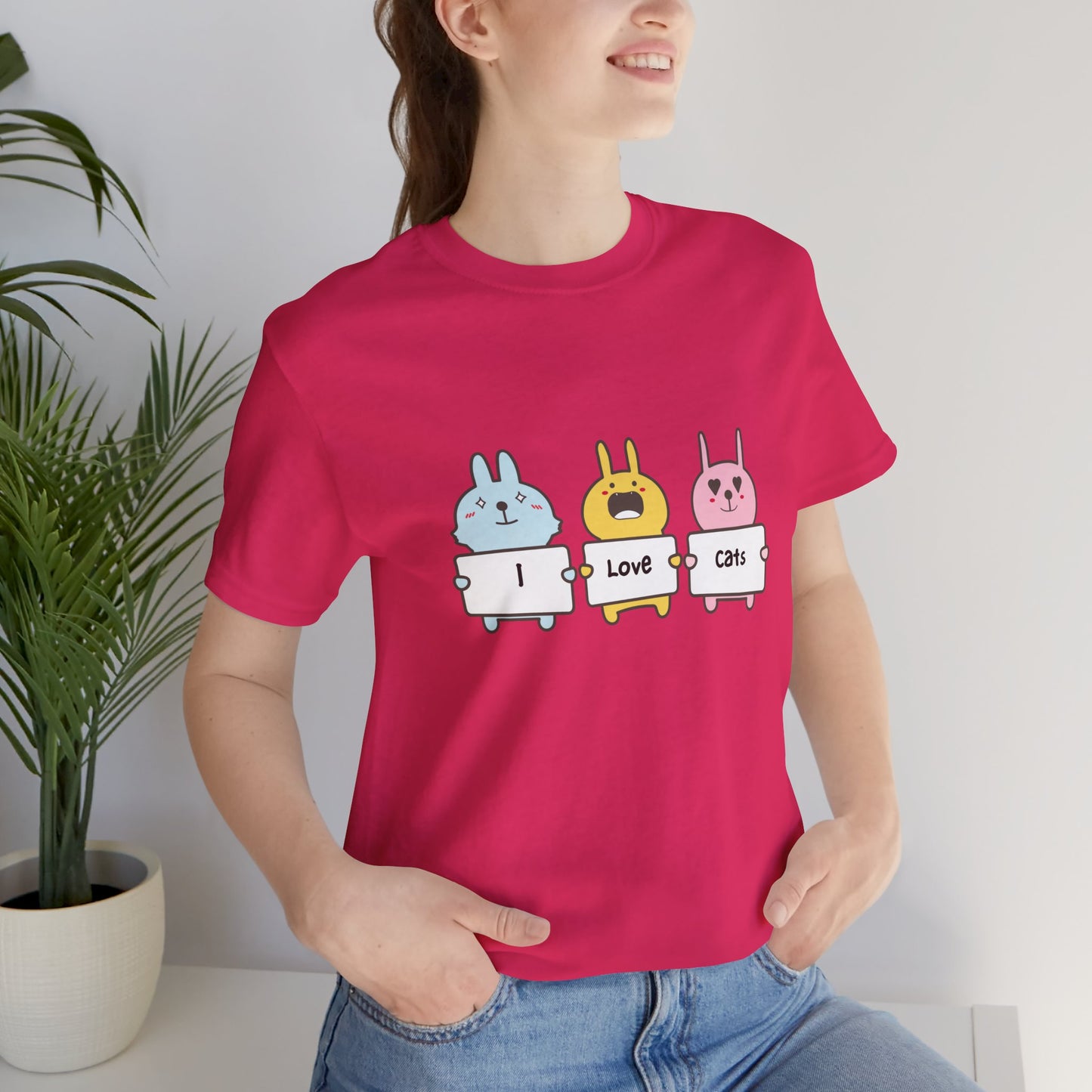 I Love Cats. Women's Unisex Jersey Short Sleeve Tee