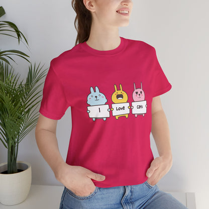 I Love Cats. Women's Unisex Jersey Short Sleeve Tee