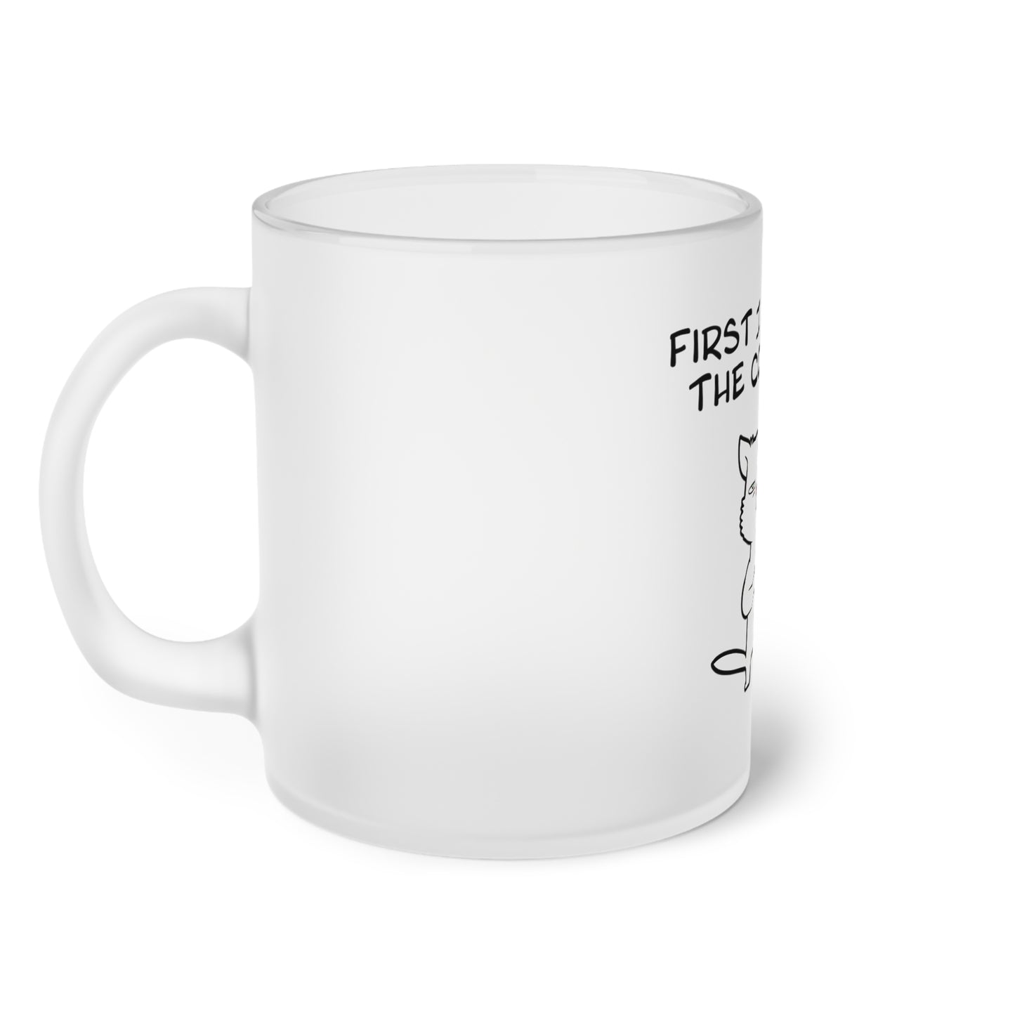 Cat Drinking Coffee To Kick Start The day and Do Things. Frosted Glass Mug