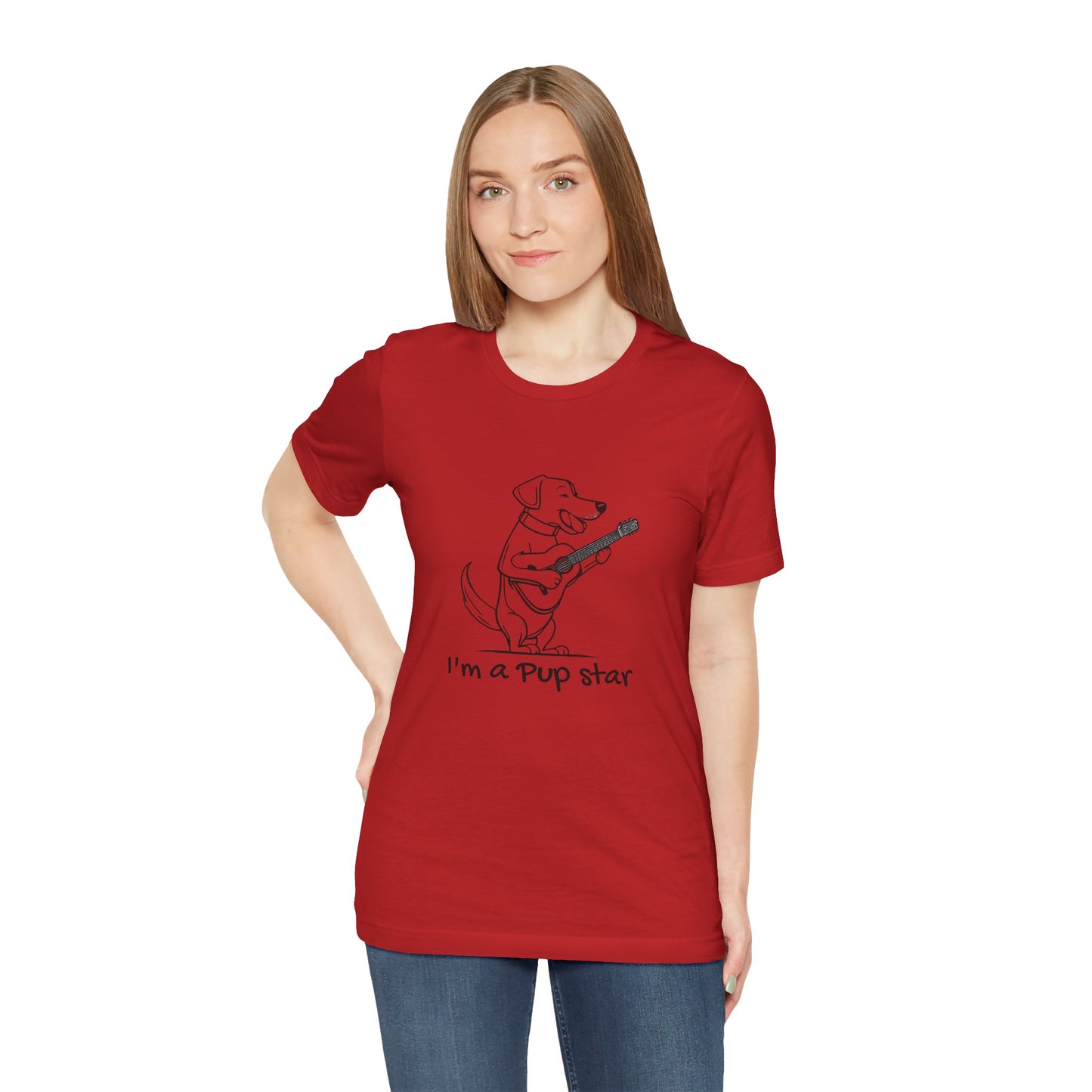 Dog With a Guitar. I'm a Pup Star. Unisex Jersey Short Sleeve Tee