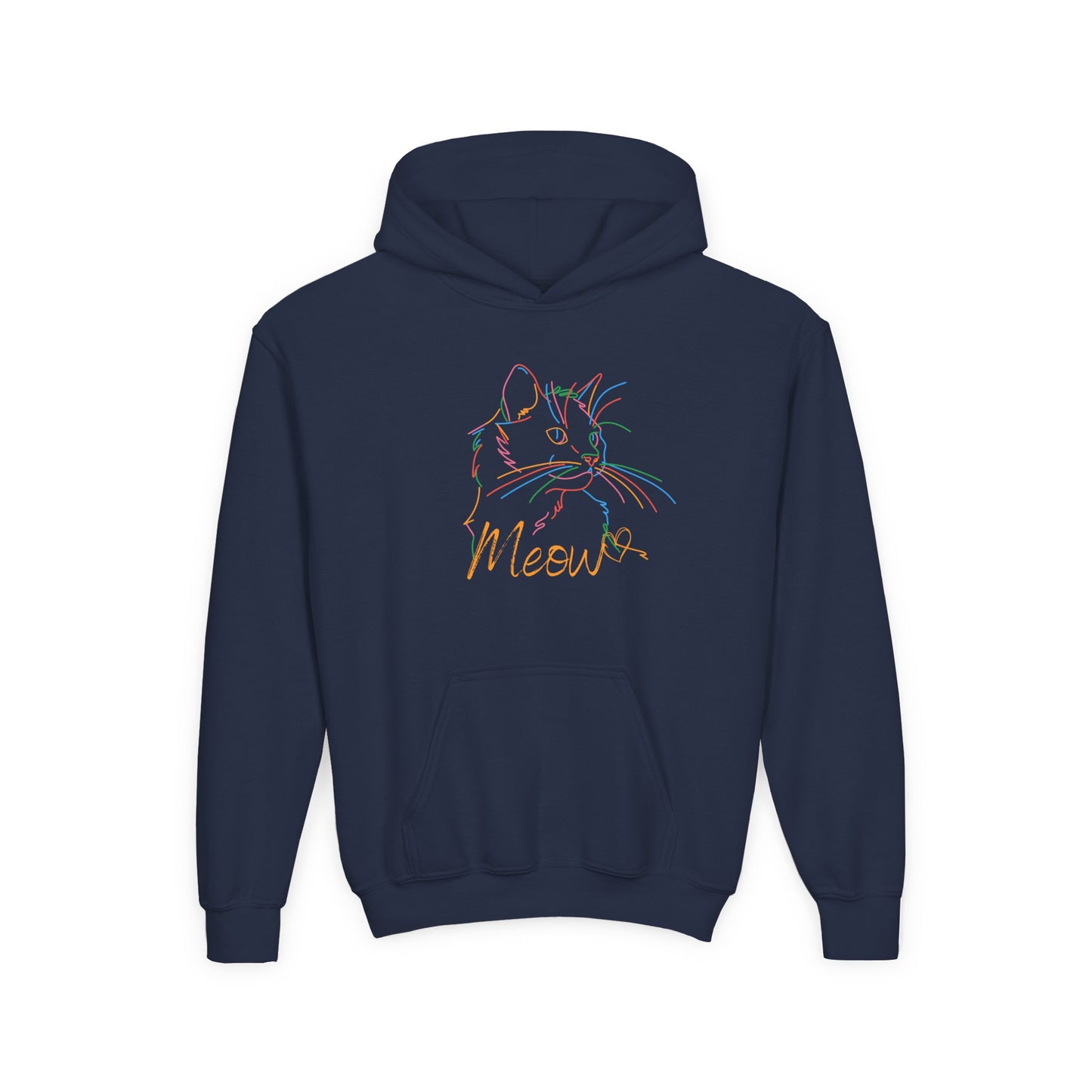 Meow. Cat with Purrty Color Outlines.  Kids Hoodie