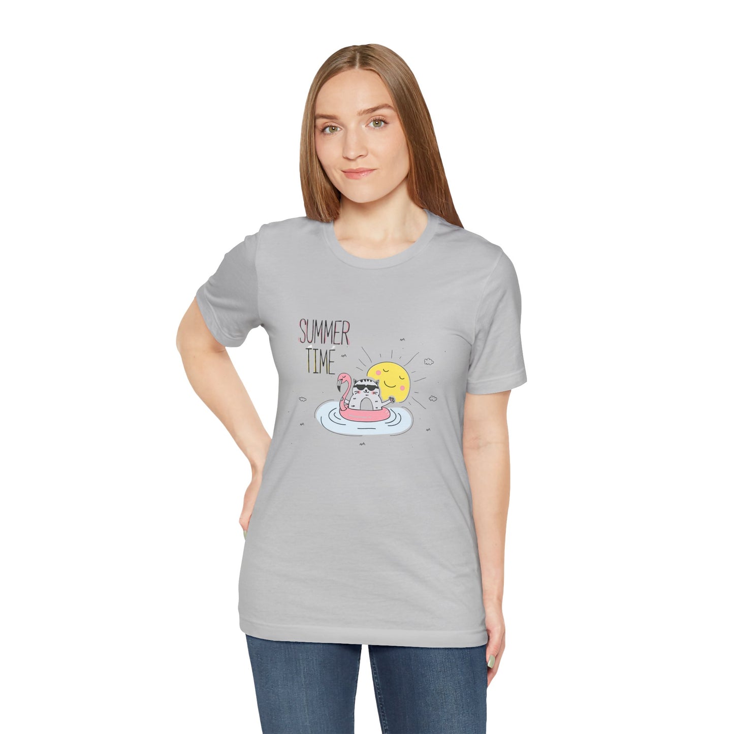 Jingles The Summertime Cat.  Women's Unisex Jersey Short Sleeve Tee