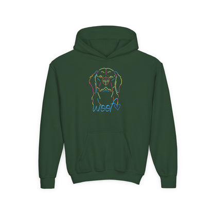 Colorful Retriever Woof Kids Hoodie – Dog Hoodie for Kids | Fun Pup Graphic