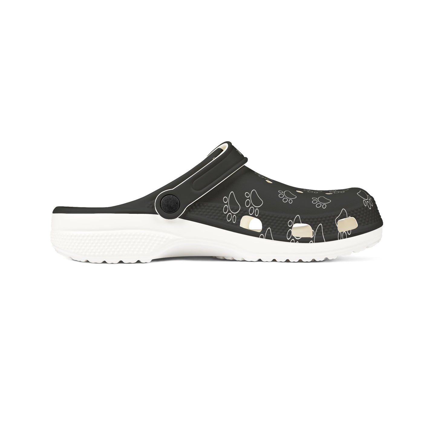 Black Paw Print Rubber Clogs For Men- Dawgs  for a Cause