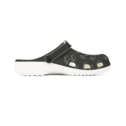 Black Paw Print Rubber Clogs For Men- Dawgs  for a Cause