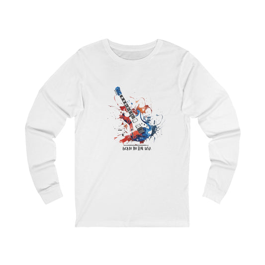 Born in The USA. Green Unisex Jersey Long Sleeve Tee