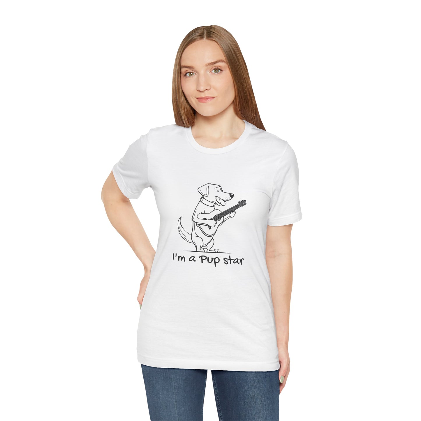 Dog With a Guitar. I'm a Pup Star. Unisex Jersey Short Sleeve Tee