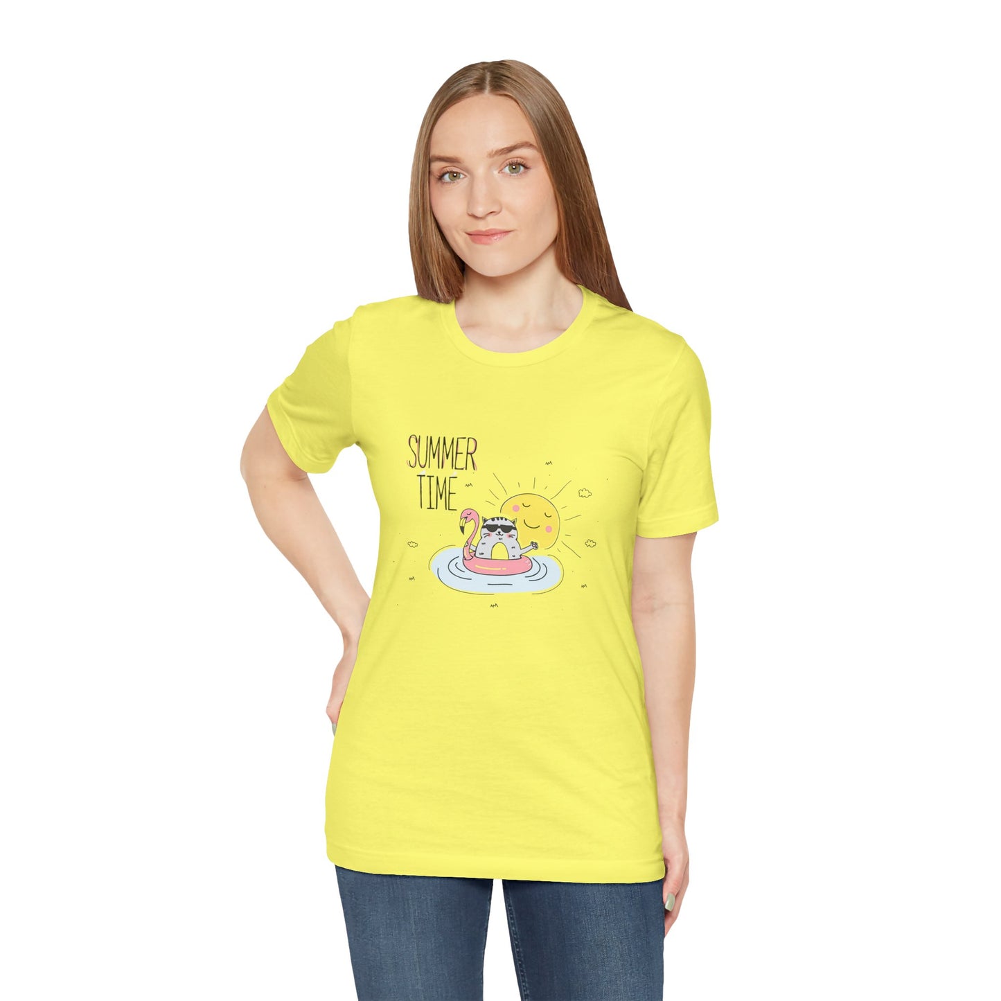 Jingles The Summertime Cat.  Women's Unisex Jersey Short Sleeve Tee