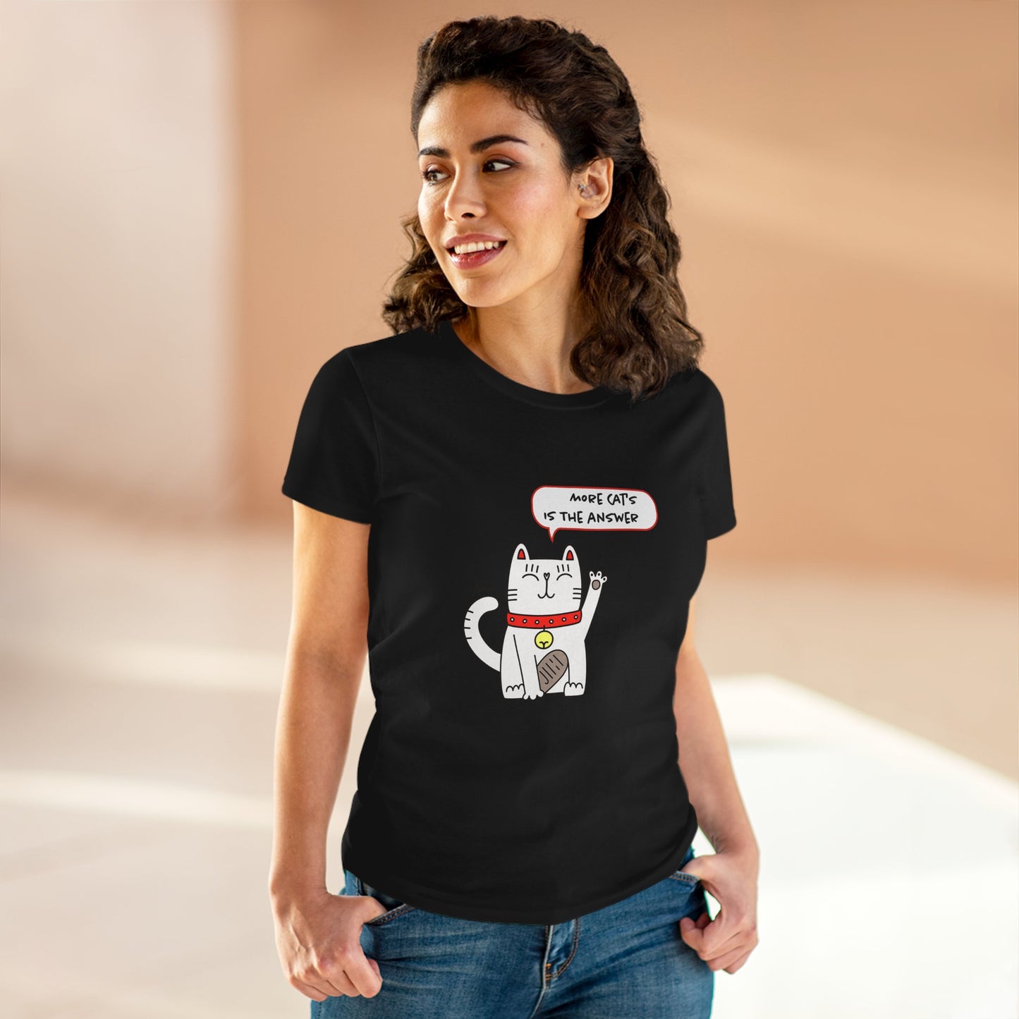 Oliver Says More Cats Is The Answer. Women's Midweight Cotton Tee