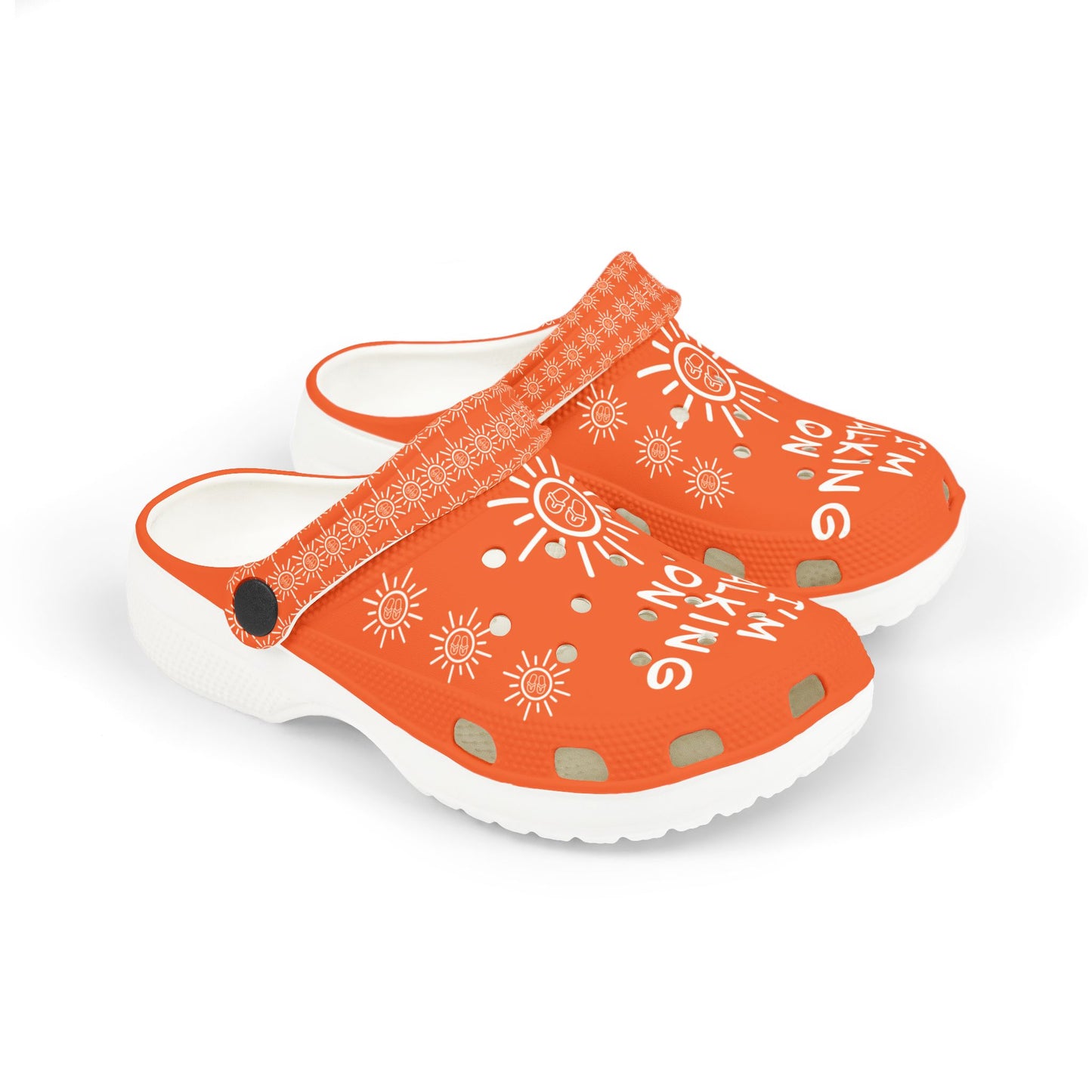 I'm Walking On Sunshine Rubber Clogs for Girls- Orange Crush