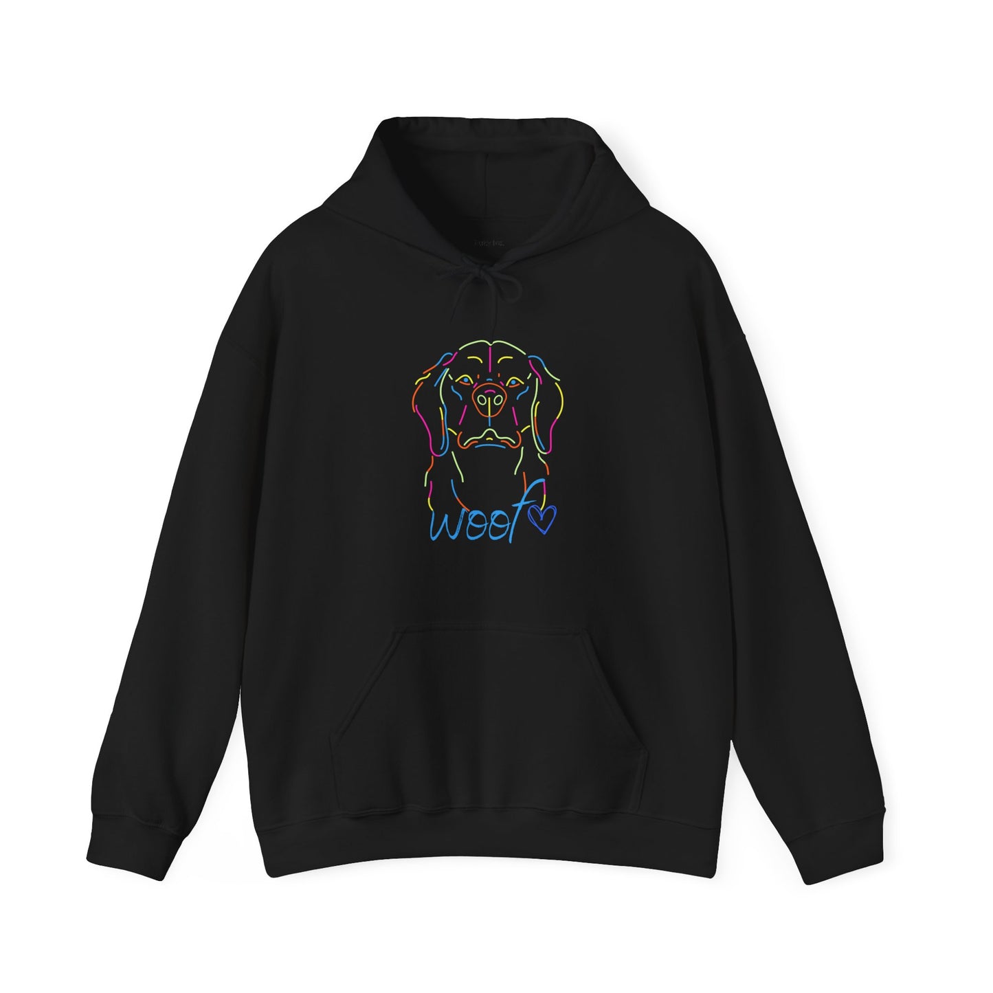 Colorful Retriever. Woof. Unisex Hooded Sweatshirt.