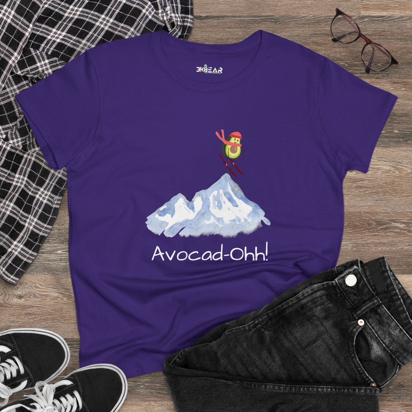 “Avocad‑Ohh” Women’s Avocado Graphic Tee – Midweight Cotton Shirt