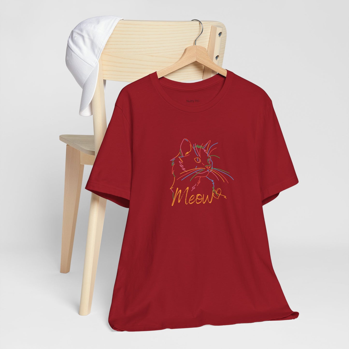 Meow. Cat with purrty color outlines. Unisex Jersey Short Sleeve Tee
