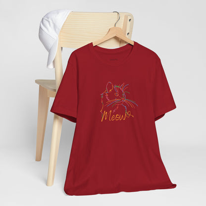 Meow. Cat with purrty color outlines. Unisex Jersey Short Sleeve Tee